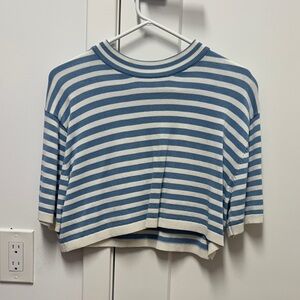 Zara Blue and White Striped Crop Top